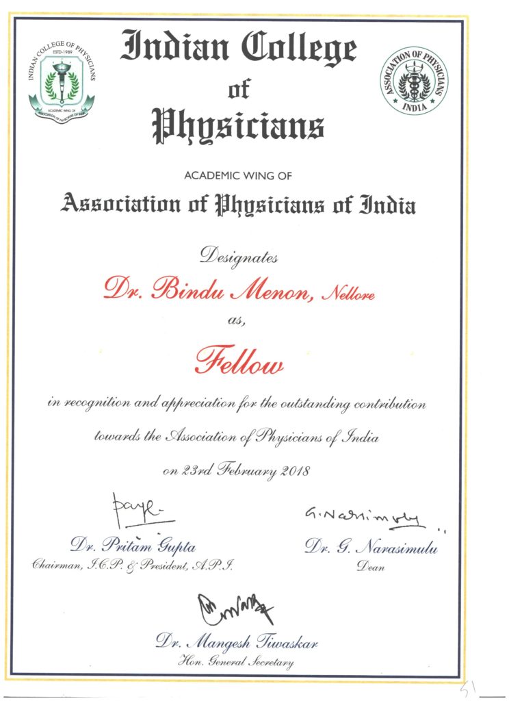 Fellowship of the Indian College of Physicians (FICP)) 