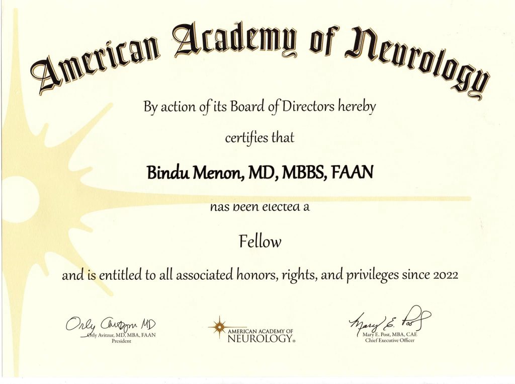 Fellow of the American Academy of Neurology (FAAN) 2022